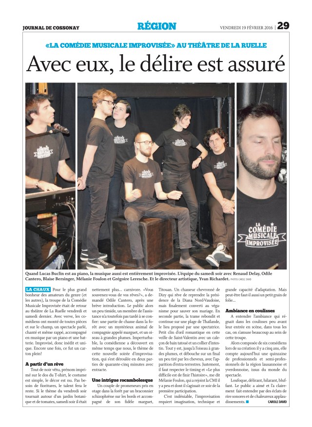 Comédie Musicale Improvisée Cossonay